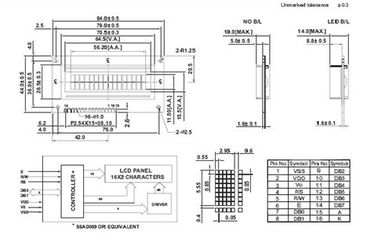 Transmissive灰色モードSTN LCD表示1/16義務の16 x 2 Lcdのモニター モジュール