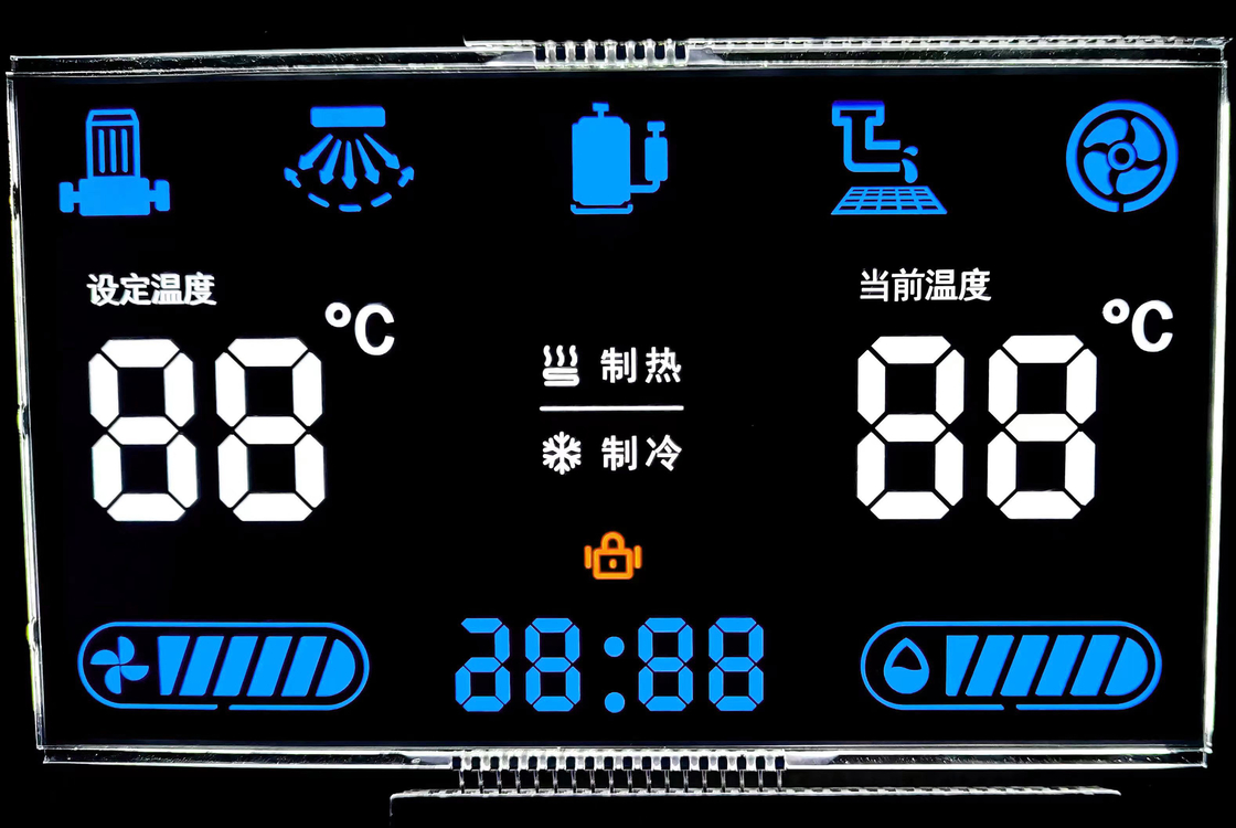 12 O 時計 ネガティブ VA LCD ディスプレイ ブラックセグメント デジタル グラフィック LCD ガラス VA パネル