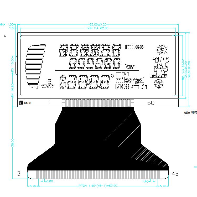 OEMセグメント LCDディスプレイメーカー TN STN HTN FSTN オートバイ/スピードメーター/車用モノクロLCD工場