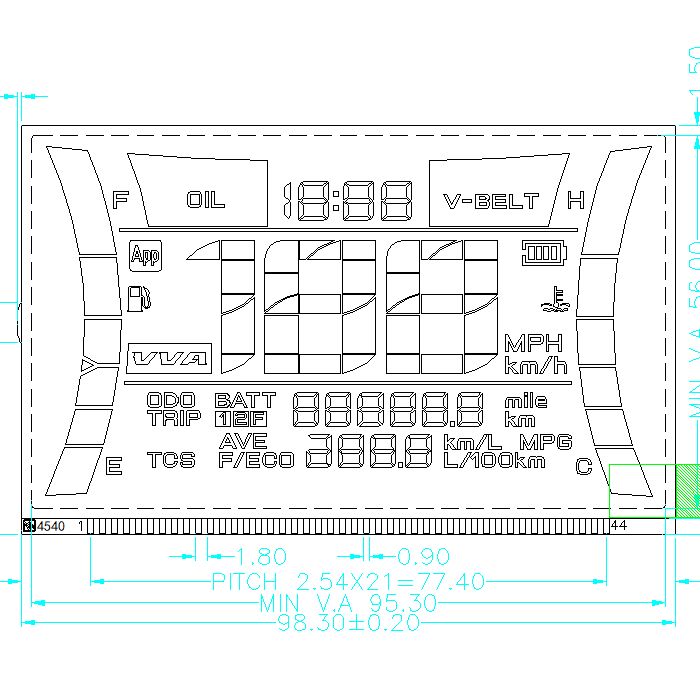 カスタム LCD ディスプレイ 7 セグメントオートバイスピードメーター Htn LCD スクリーン半透過型オートバイスピードメーターメーカー