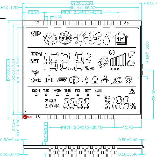 カスタム TN STN HTN FSTN VA LCD スクリーンモノクロセグメント LCD モジュールサーモスタット用モノクロ桁 LCD ディスプレイメーカー