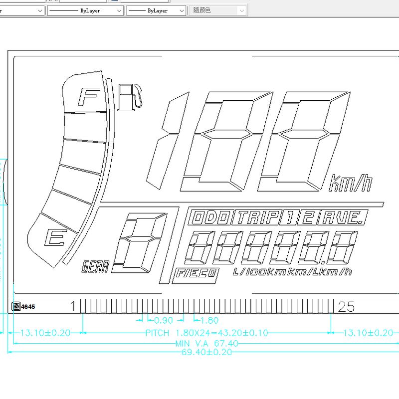 オートバイおよび電気自動車 (EV) 用のカスタム スピード メーター走行距離計 Lcd ディスプレイ 7 セグメント デジタル ディスプレイ