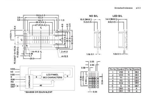 8 x 2灰色モードSTN LCD表示6'時計の視野角S6A0069のコントローラーのISO標準
