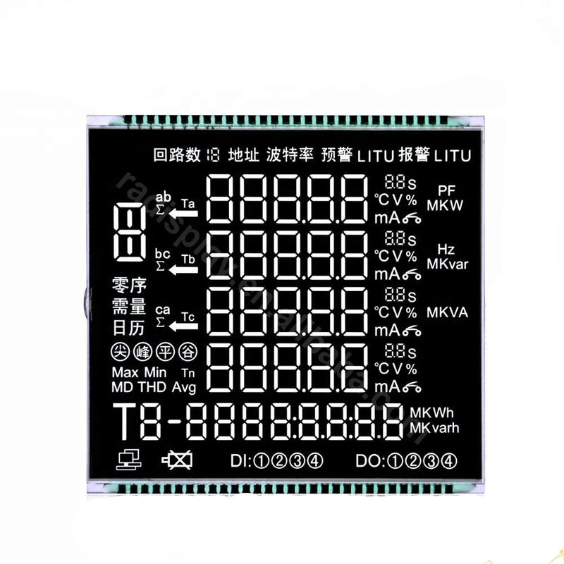 Matelピンが付いている3.3V VA LCDの表示はエネルギー メートルのための黒い背景LCDスクリーンを接続します